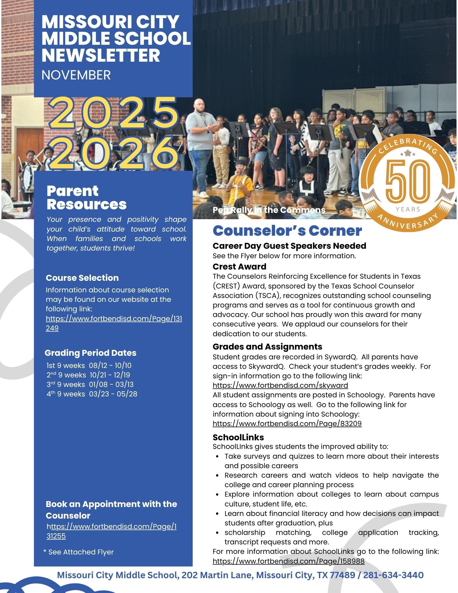  Missouri City Middle School Newsletter